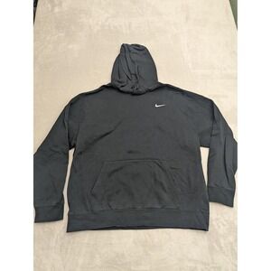 Nike Club Fleece Hoodie Mens XL Black Pullover Swoosh Logo Kangaroo Pocket